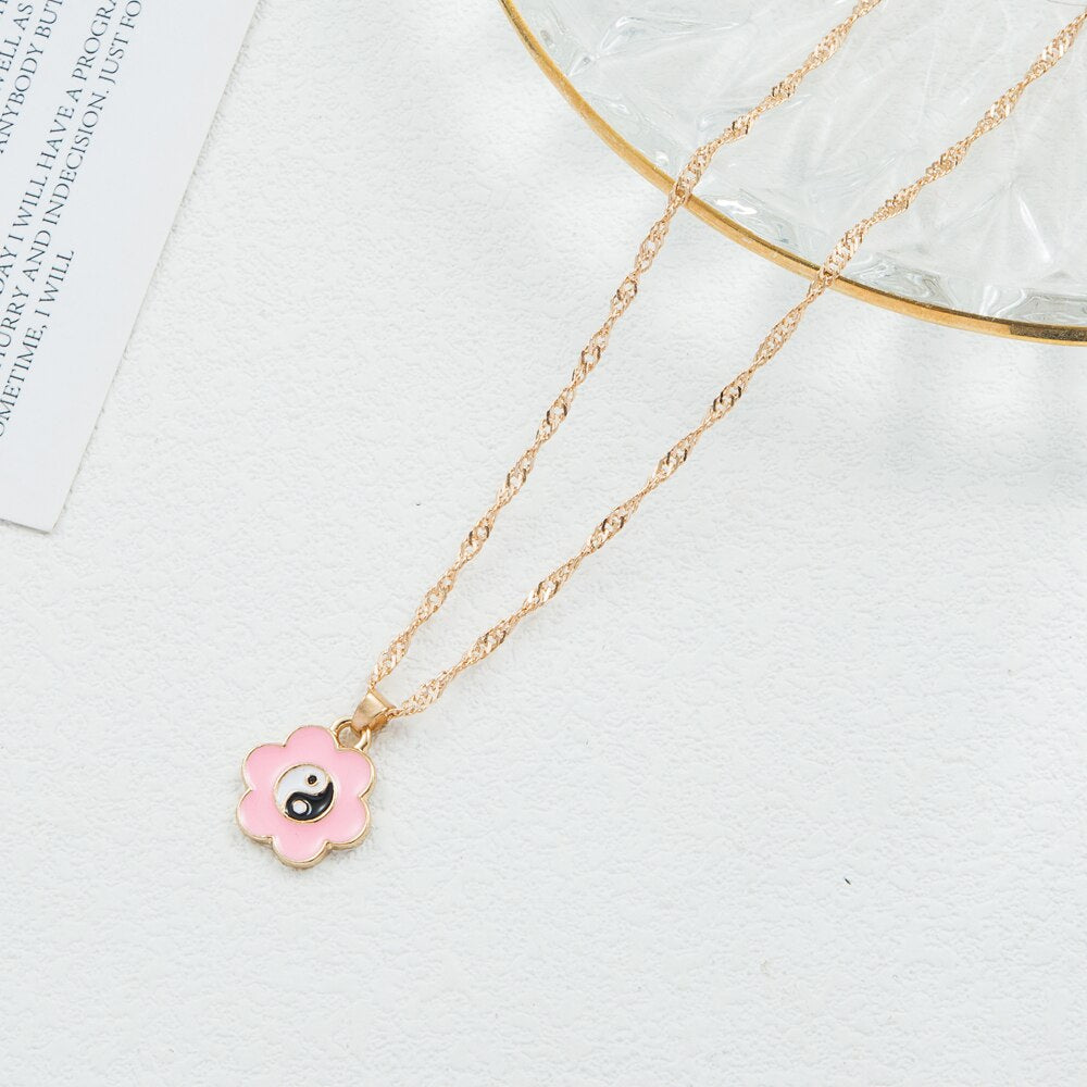 KISSWIFE Vintage Colorful Multilayered Heart Necklace For Women Couples Lovers Fashion Gold Color Chain Necklaces Gifts Jewelry