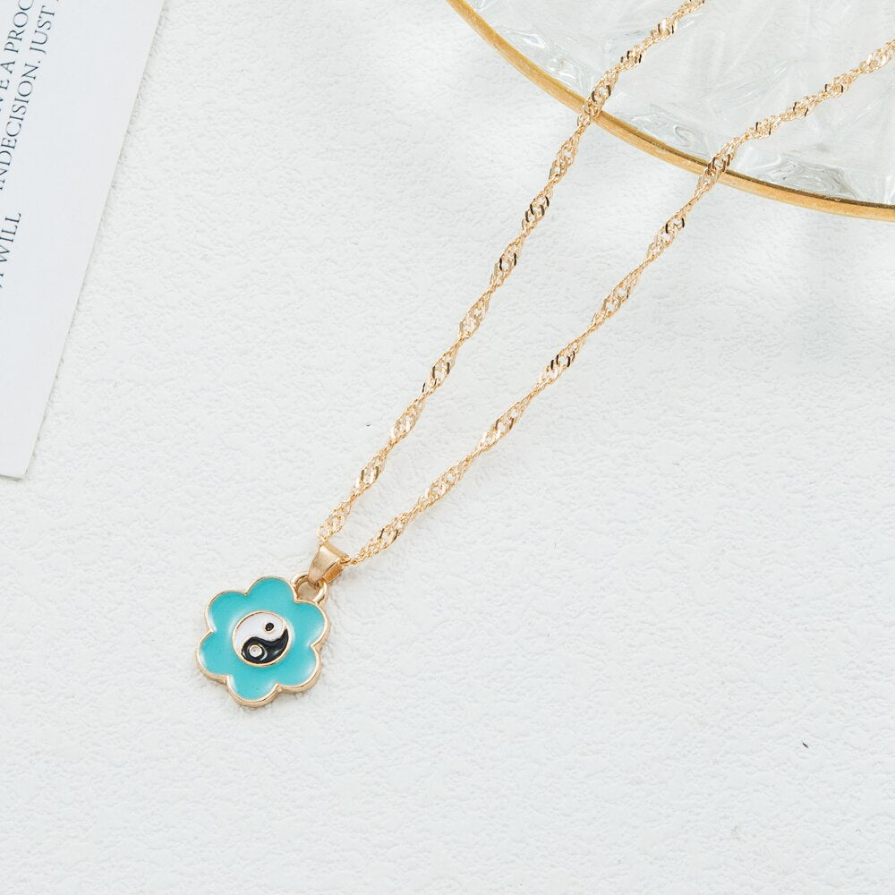 KISSWIFE Vintage Colorful Multilayered Heart Necklace For Women Couples Lovers Fashion Gold Color Chain Necklaces Gifts Jewelry