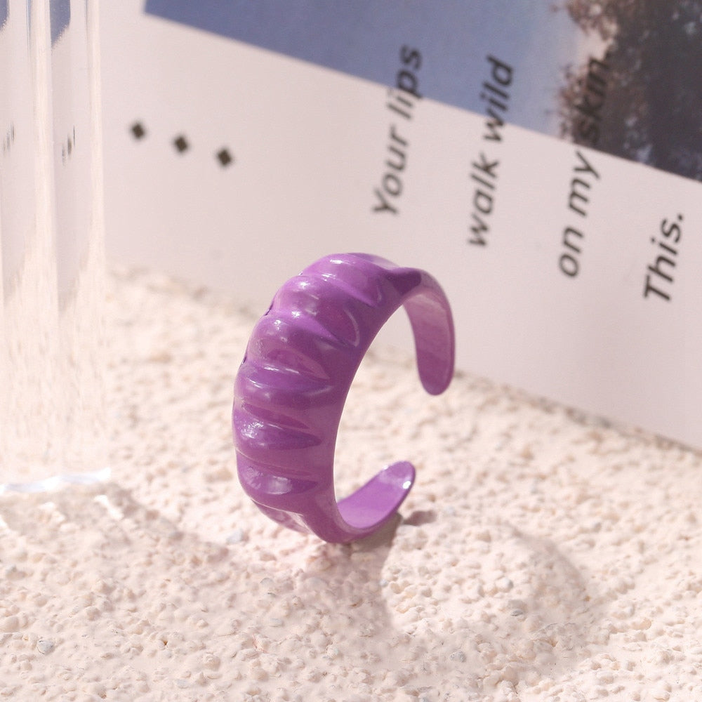 KISS WIFE Vintage Golden Heart Smile Rings Set for Women Ins Style Colorful Love Rings Cute Finger Rings for Girls Jewelry Gifts